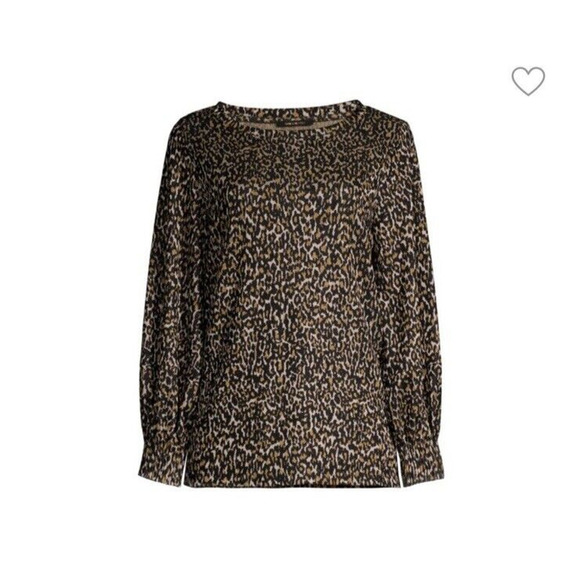 Kobi Halperin Top Size Medium Leopard Print Long Sleeve Smocked Cuff Oversized - Picture 1 of 12